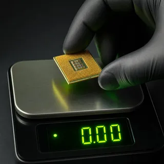 Nahaufnahme eines Prozessors mit Goldkontakten